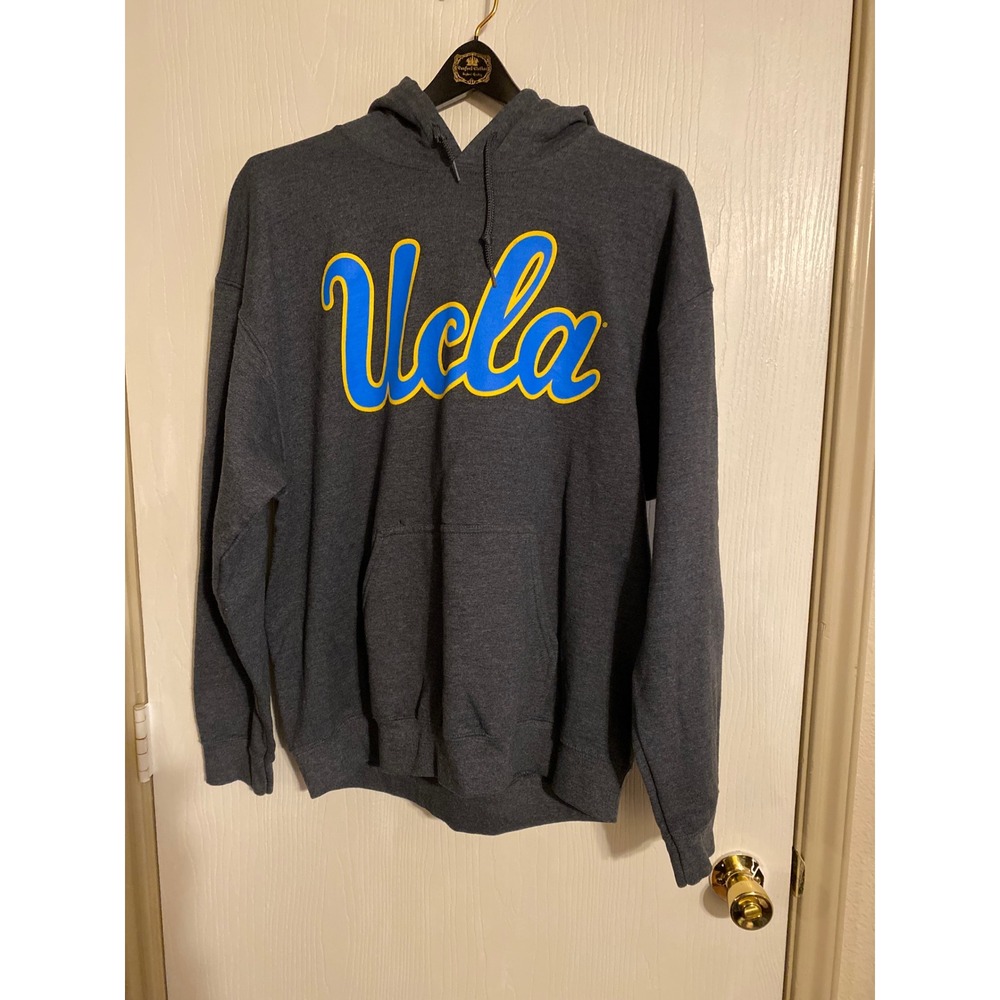 UCLA Bruins Hoodie Charcoal Grey Script Logo Pullover Sweatshirt Mens XL